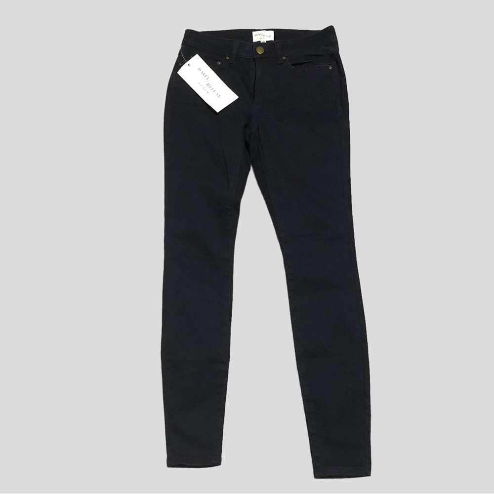 Slim Fit Jeans Dark Blue Stretch by Daily Ritual Women’s Size Waist 26 X 29 NEW - Picture 5 of 11